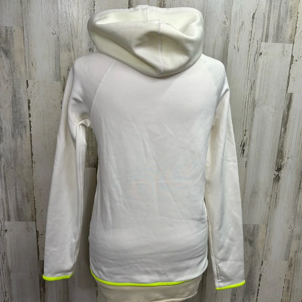 Nike Dri-Fit White Hoodie with Neon Yellow Swoosh‎